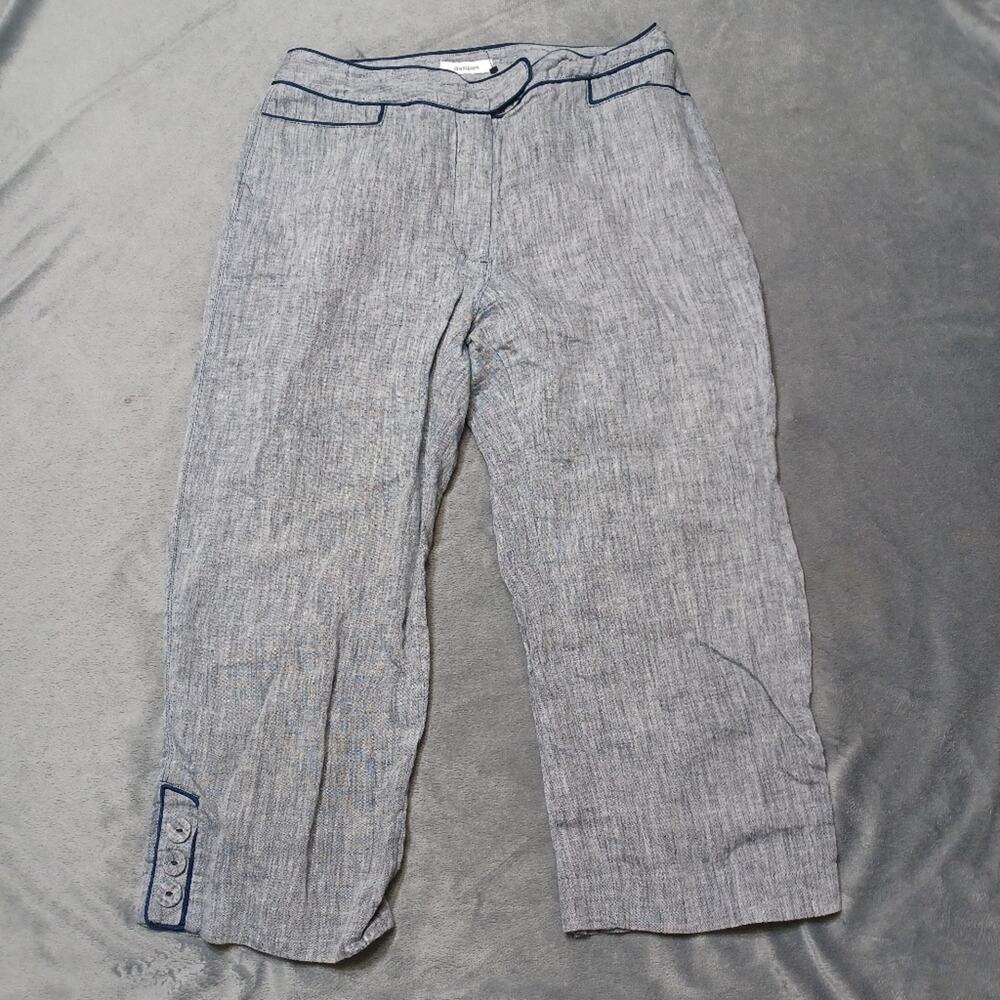 Dress Barn Womens 30 Grey Heather Linen Cropped Pants Summer Casual Bottoms DB